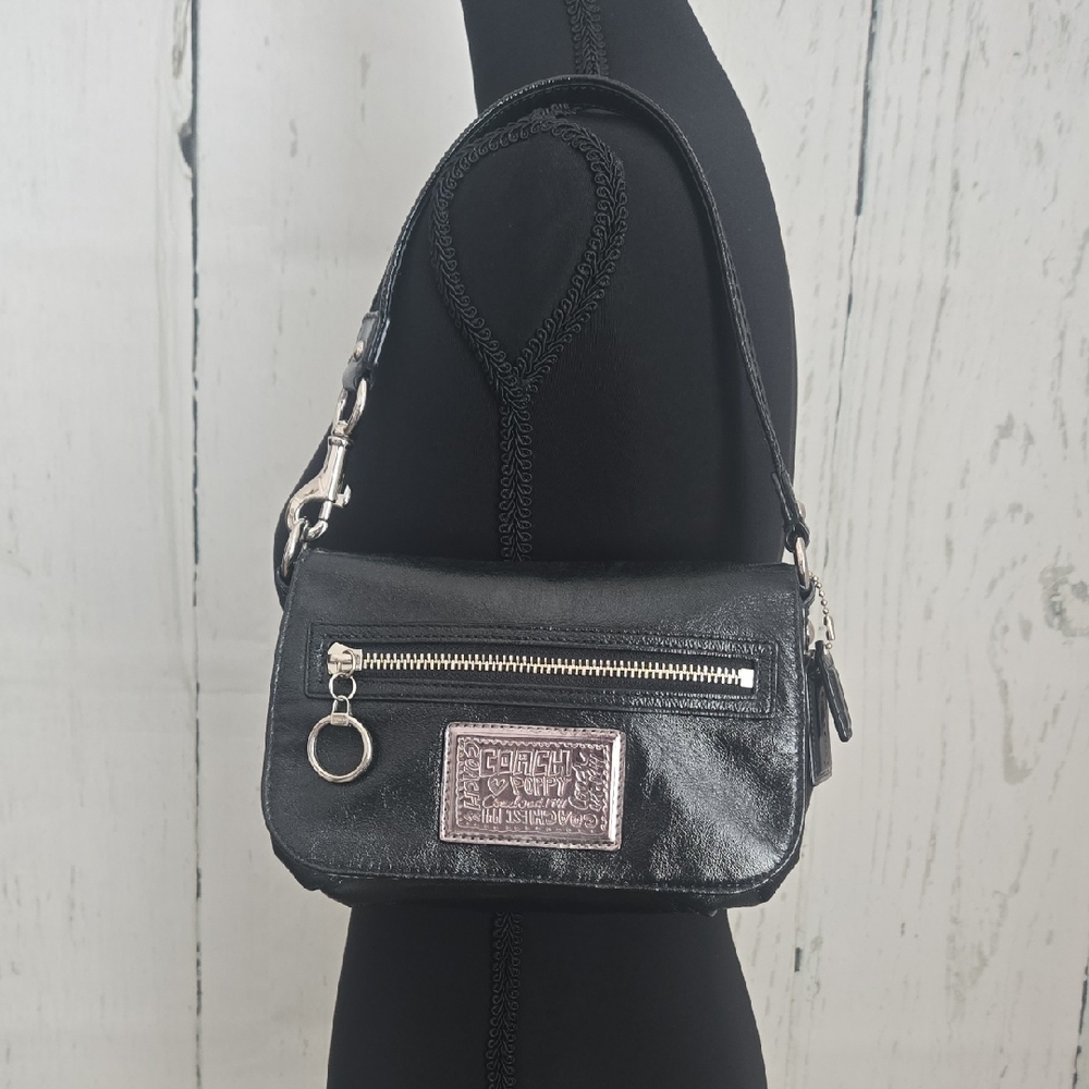 Coach Poppy Mini Bag Silver Hardware Zip Pocket Leopard Print Inside